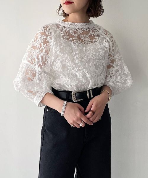 PAGEBOY（ページボーイ）の「オーガンジー2WAYブラウス（トップス・レディース・オフホワイト01/クリーム05・F）」の3枚目の写真