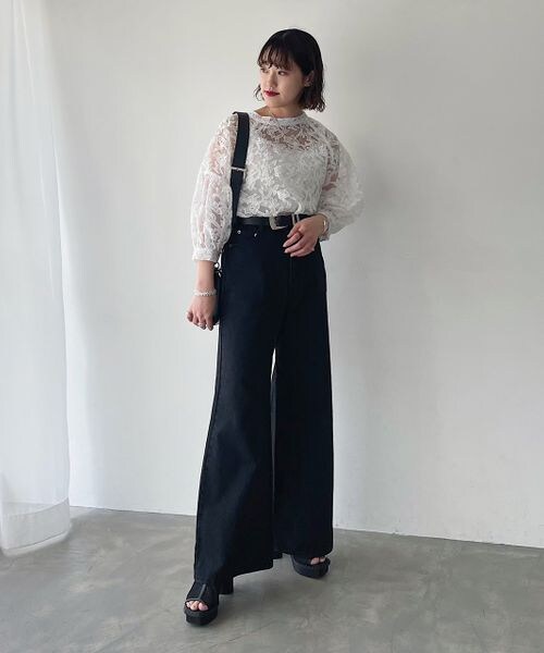 PAGEBOY（ページボーイ）の「オーガンジー2WAYブラウス（トップス・レディース・オフホワイト01/クリーム05・F）」の4枚目の写真