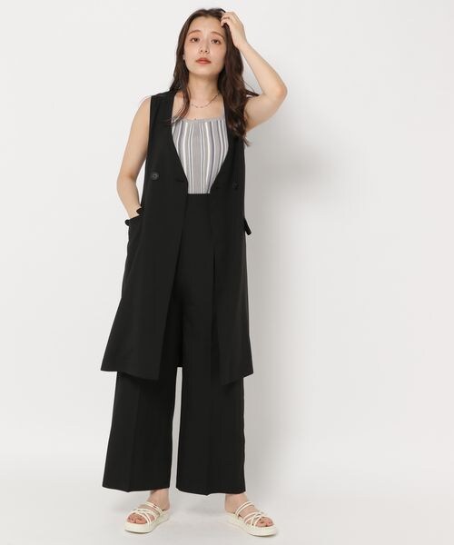 mysty woman（ミスティウーマン）の「ハイウエストサス付きパンツ（パンツ・レディース・ブラック09/モカ57/ムーディーイエロー68・F）」の4枚目の写真