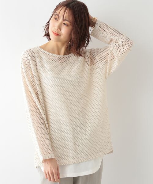 GLOBAL WORK（グローバルワーク）の「2SETカットメッシュプルオーバー（トップス・レディース・アイボリー08/ブラック09/ブラウン58・FREE）」の13枚目の写真