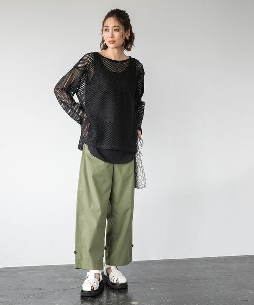 GLOBAL WORK（グローバルワーク）の「2SETカットメッシュプルオーバー（トップス・レディース・アイボリー08/ブラック09/ブラウン58・FREE）」の6枚目の写真