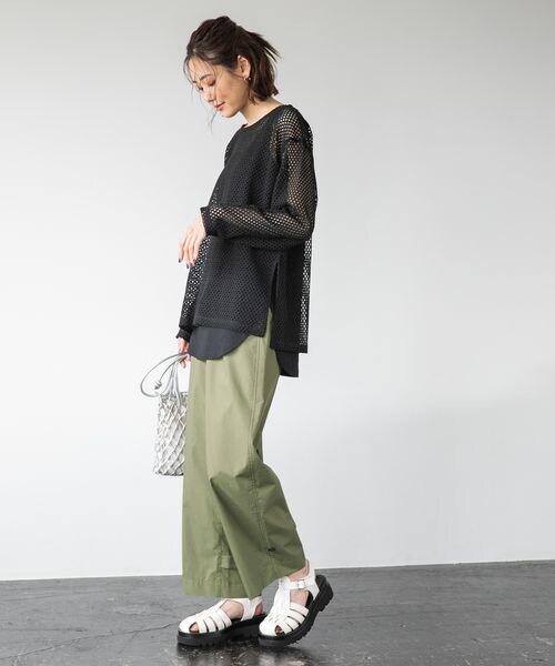 GLOBAL WORK（グローバルワーク）の「2SETカットメッシュプルオーバー（トップス・レディース・アイボリー08/ブラック09/ブラウン58・FREE）」の7枚目の写真