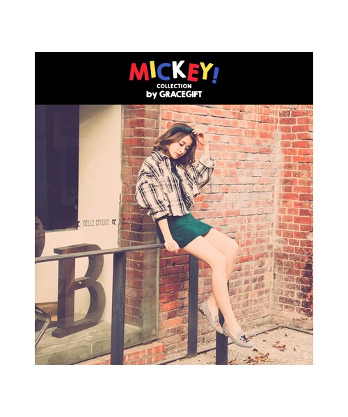 gracegift（グレースギフト）の「米奇電繡金跟樂福鞋（シューズ・レディース・深灰/藍格/深藍・35/36/37/38/39/40/41）」の8枚目の写真