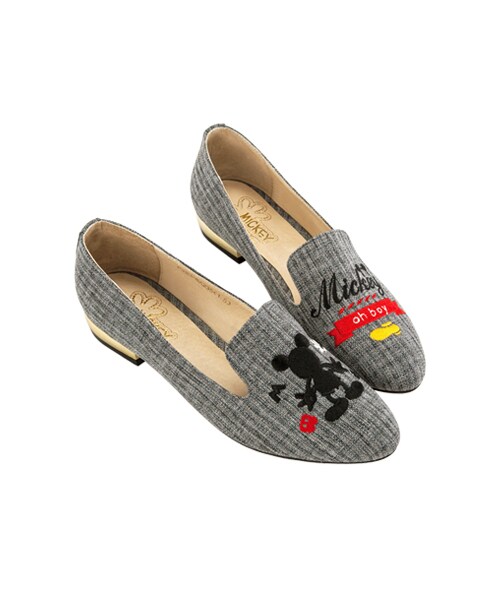 gracegift（グレースギフト）の「米奇電繡金跟樂福鞋（シューズ・レディース・深灰/藍格/深藍・35/36/37/38/39/40/41）」の4枚目の写真