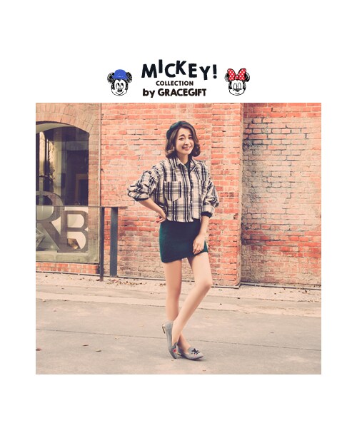 gracegift（グレースギフト）の「米奇電繡金跟樂福鞋（シューズ・レディース・深灰/藍格/深藍・35/36/37/38/39/40/41）」の9枚目の写真