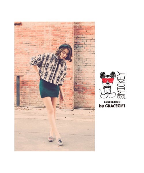 gracegift（グレースギフト）の「米奇電繡金跟樂福鞋（シューズ・レディース・深灰/藍格/深藍・35/36/37/38/39/40/41）」の10枚目の写真