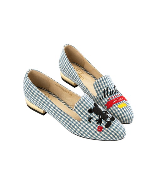 gracegift（グレースギフト）の「米奇電繡金跟樂福鞋（シューズ・レディース・深灰/藍格/深藍・35/36/37/38/39/40/41）」の16枚目の写真