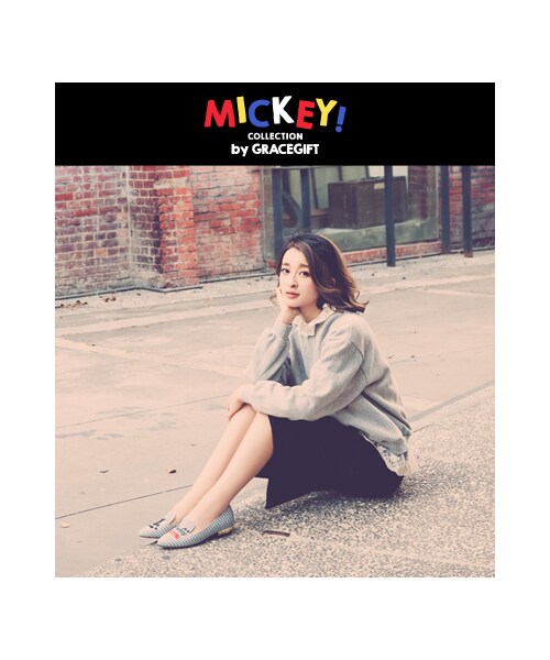 gracegift（グレースギフト）の「米奇電繡金跟樂福鞋（シューズ・レディース・深灰/藍格/深藍・35/36/37/38/39/40/41）」の20枚目の写真