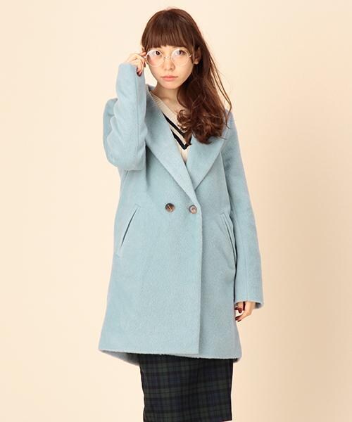 RAY CASSIN（レイカズン）の「シャギーチェスターコート（ジャケット/アウター・レディース・ブラック/ブルー/サックス/オフシロ・FREE）」の10枚目の写真