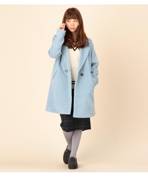 RAY CASSIN（レイカズン）の「シャギーチェスターコート（ジャケット/アウター・レディース・ブラック/ブルー/サックス/オフシロ・FREE）」の11枚目の写真