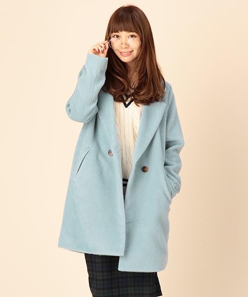 RAY CASSIN（レイカズン）の「シャギーチェスターコート（ジャケット/アウター・レディース・ブラック/ブルー/サックス/オフシロ・FREE）」の3枚目の写真