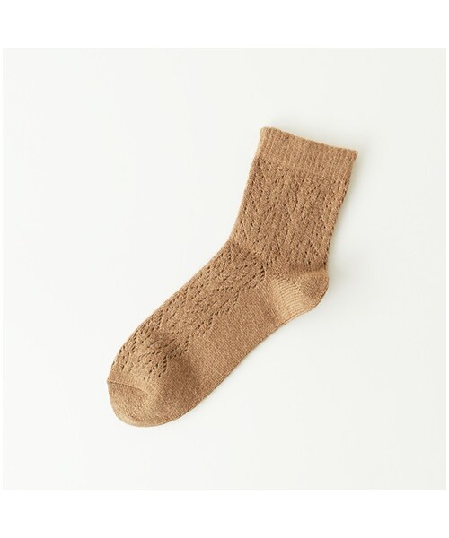 靴下屋（クツシタヤ）の「紡毛イルマックショートソックス（ソックス・靴下・レディース・オフホワイト/クロ/グレーモク/チャコールモク/キャメル/ベージュモク/ダークレッド/オレンジ/モスグリーン/ピーコックグリーン/コン/ピーコックブルー・22.0～24.0cm）」の11枚目の写真