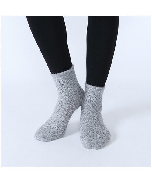 靴下屋（クツシタヤ）の「紡毛イルマックショートソックス（ソックス・靴下・レディース・オフホワイト/クロ/グレーモク/チャコールモク/キャメル/ベージュモク/ダークレッド/オレンジ/モスグリーン/ピーコックグリーン/コン/ピーコックブルー・22.0～24.0cm）」の14枚目の写真