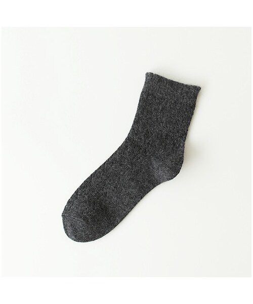 靴下屋（クツシタヤ）の「紡毛イルマックショートソックス（ソックス・靴下・レディース・オフホワイト/クロ/グレーモク/チャコールモク/キャメル/ベージュモク/ダークレッド/オレンジ/モスグリーン/ピーコックグリーン/コン/ピーコックブルー・22.0～24.0cm）」の4枚目の写真