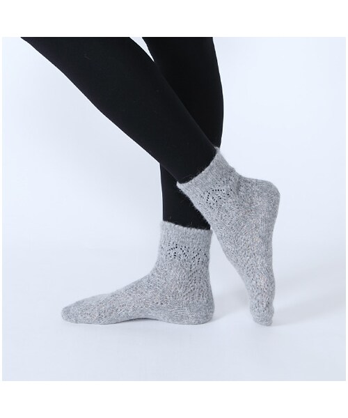 靴下屋（クツシタヤ）の「紡毛イルマックショートソックス（ソックス・靴下・レディース・オフホワイト/クロ/グレーモク/チャコールモク/キャメル/ベージュモク/ダークレッド/オレンジ/モスグリーン/ピーコックグリーン/コン/ピーコックブルー・22.0～24.0cm）」の15枚目の写真