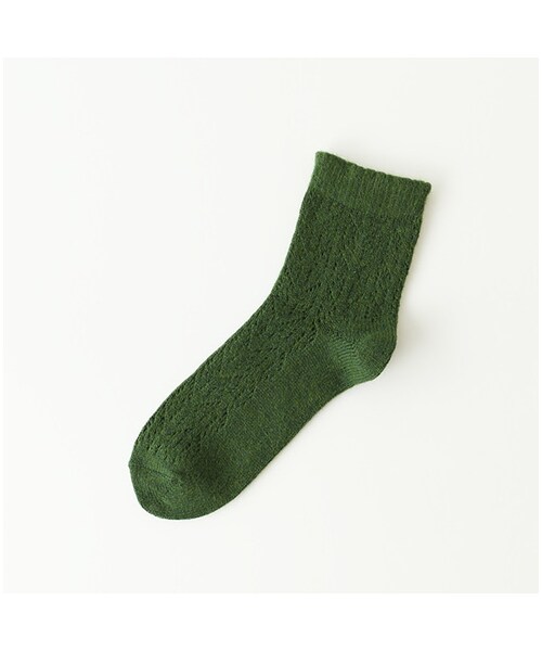 靴下屋（クツシタヤ）の「紡毛イルマックショートソックス（ソックス・靴下・レディース・オフホワイト/クロ/グレーモク/チャコールモク/キャメル/ベージュモク/ダークレッド/オレンジ/モスグリーン/ピーコックグリーン/コン/ピーコックブルー・22.0～24.0cm）」の6枚目の写真