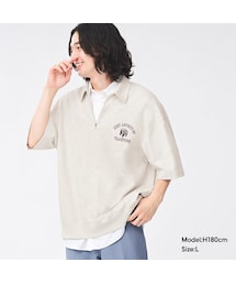 GU | スウェTハーフジップ(5分袖)(ロゴ)(半袖)