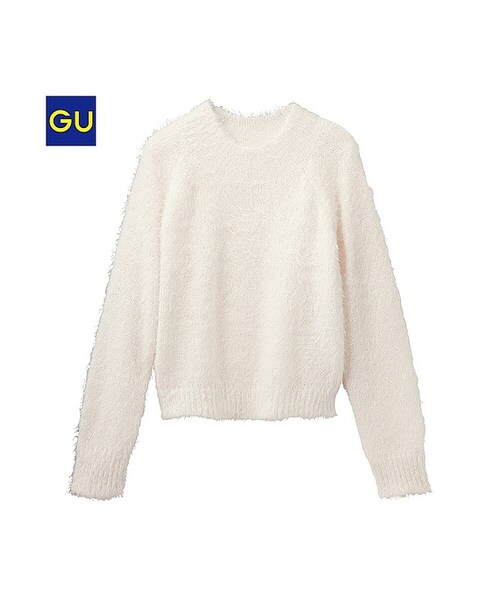 GU（ジーユー）の「（GU）フェザ−ハイネックセーター（長袖）（WOMEN ⁄ ニット・レディース・PINK/BLACK/OFF WHITE/BLUE・XL/L/M/S）」の2枚目の写真