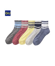 GU | （GU）アンクルソックス（ライン・５足組）Ｃ(レッグウェア)