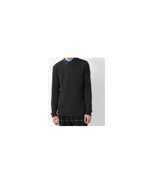 FACTOTUM（ファクトタム）の「リブ編みニット クループルオーバー（トップス・メンズ・BLK/WHT/NVY・44/46）」の4枚目の写真