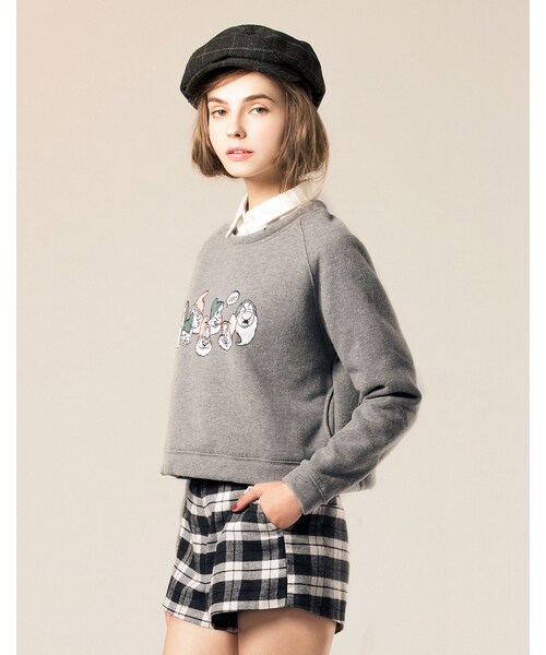 LOVFEE（ラッフィ）の「La petite 七個小矮人寬短版刷毛上衣（トップス・レディース・麻灰/紫・S/M/L）」の8枚目の写真