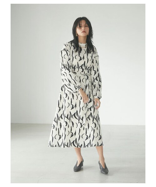 Green　Parks（グリーンパークス）の「【予約】armonia.ペチ付きウエスト紐柄ワンピース（ワンピース/ドレス・オフホワイト/ブラック・F）」の19枚目の写真