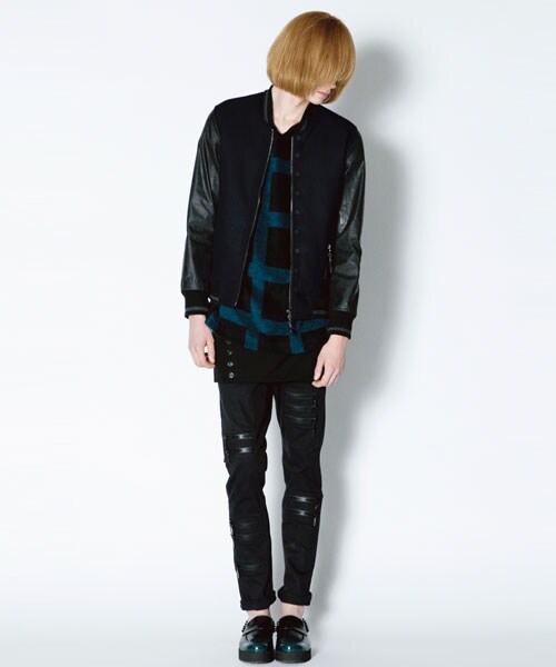 SHAREEF（シャリーフ）の「STUDIOUS限定 【men's FUDGE掲載】DOBBY MELTON STADIUM JKT（ジャケット/アウター・メンズ・GRN/NVY・1/2）」の2枚目の写真