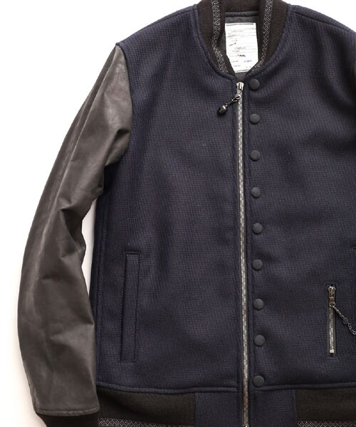 SHAREEF（シャリーフ）の「STUDIOUS限定 【men's FUDGE掲載】DOBBY MELTON STADIUM JKT（ジャケット/アウター・メンズ・GRN/NVY・1/2）」の7枚目の写真