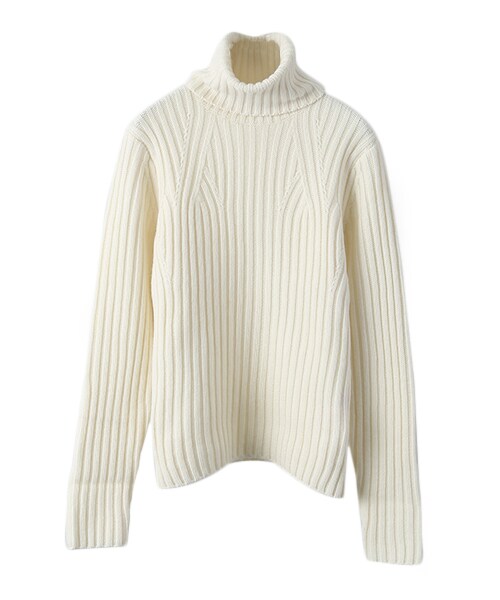 MUVEIL WORK(ミュベールワーク)の「変形リブタートルプルオーバー(その他・レディース・O.WHT/NVY・38)」の2枚目の写真