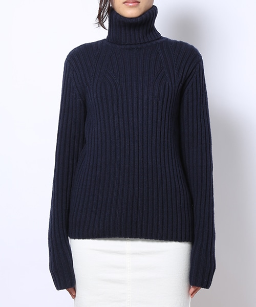 MUVEIL WORK(ミュベールワーク)の「変形リブタートルプルオーバー(その他・レディース・O.WHT/NVY・38)」の4枚目の写真