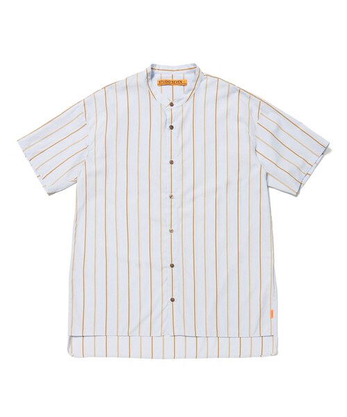 0000Lady'sの「Mao Collar Long Tail Stripe SS Shirt(シャツ/ブラウス・メンズ・GRN/SAX・M/L)」の2枚目の写真