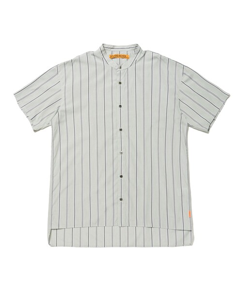 0000Lady'sの「Mao Collar Long Tail Stripe SS Shirt(シャツ/ブラウス・メンズ・GRN/SAX・M/L)」の1枚目の写真