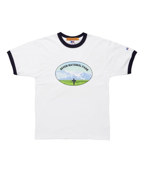 0000Lady'sの「Russell Athletic x SEVEN NATIONAL PARK SS Tee(Tシャツ/カットソー・メンズ・WHT/BRN/NVY・M/L/XL)」の1枚目の写真