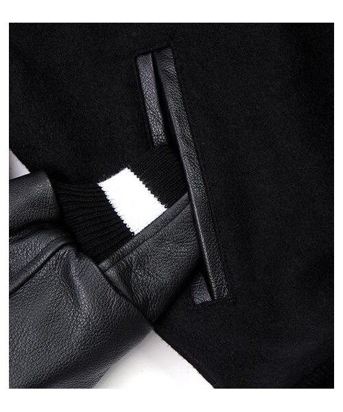 Golden Bear（ゴールデンベア）の「GoldenBear經典皮革拼接棒球外套（その他・メンズ・灰/黑・XS）」の9枚目の写真