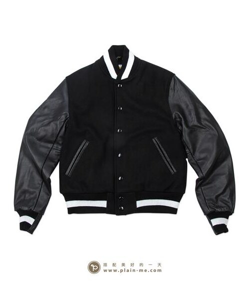 Golden Bear（ゴールデンベア）の「GoldenBear經典皮革拼接棒球外套（その他・メンズ・灰/黑・XS）」の7枚目の写真