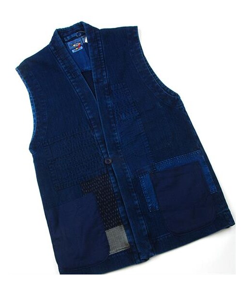 BLUE BLUE JAPAN(ブルーブルージャパン)の「BLUE BLUE SASHIK 藍染工作背心(その他・メンズ・藍・M)」の2枚目の写真