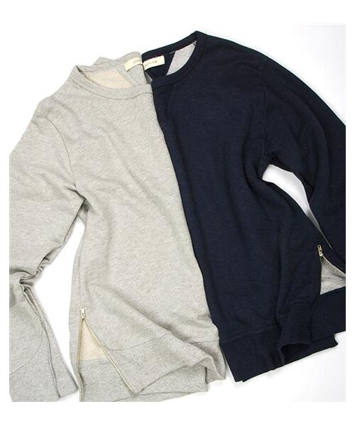 plain-me（プレインミー）の「羅紋Curve剪裁拉鍊飾邊衛衣（その他・メンズ・深藍/麻花灰・S/M/L）」の3枚目の写真