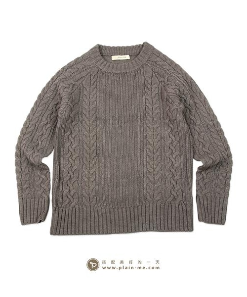 plain-me（プレインミー）の「麻花織紋圓領毛衣（その他・メンズ・白/灰・S/M/L）」の4枚目の写真