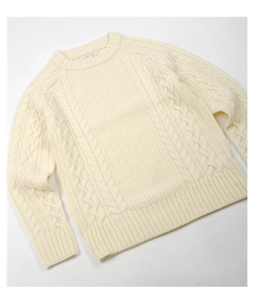 plain-me（プレインミー）の「麻花織紋圓領毛衣（その他・メンズ・白/灰・S/M/L）」の3枚目の写真
