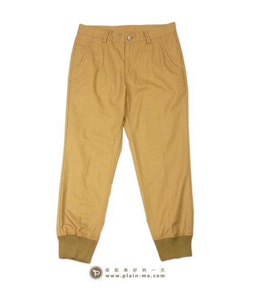 plain-me(プレインミー)の「羅紋拼接縮口長褲(パンツ・メンズ・卡其/軍綠・S/M/L)」の1枚目の写真