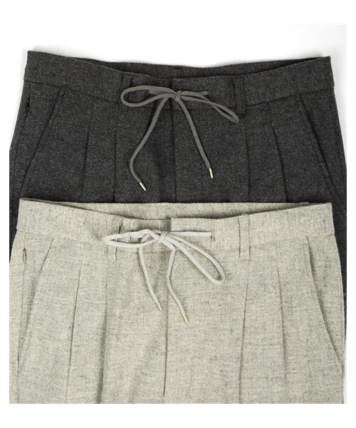 plain-me（プレインミー）の「毛料抽繩縮口Easy Pants（パンツ・メンズ・淺灰/深灰・S/M/L）」の5枚目の写真