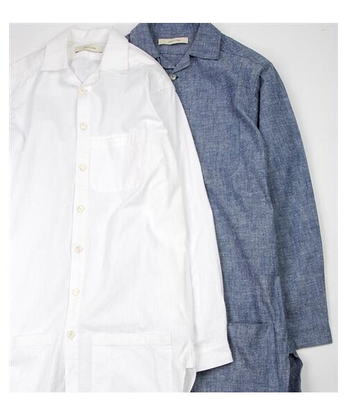 plain-me(プレインミー)の「鬆身剪裁外套式牛津襯衫(その他・メンズ・白/藍・UN)」の2枚目の写真