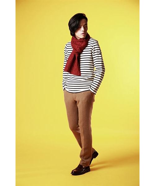 SAINT JAMES（セントジェームス）の「Meridien厚織純棉條紋衫（その他・メンズ・白藍/灰黑・S/M/L）」の6枚目の写真