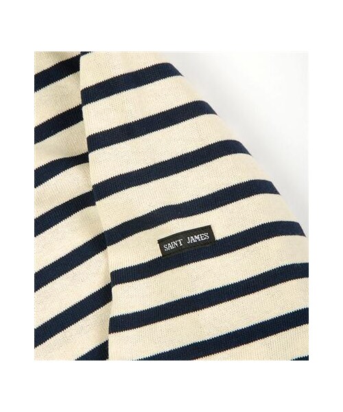 SAINT JAMES（セントジェームス）の「Meridien厚織純棉條紋衫（その他・メンズ・白藍/灰黑・S/M/L）」の3枚目の写真