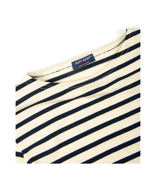 SAINT JAMES（セントジェームス）の「Meridien厚織純棉條紋衫（その他・メンズ・白藍/灰黑・S/M/L）」の4枚目の写真