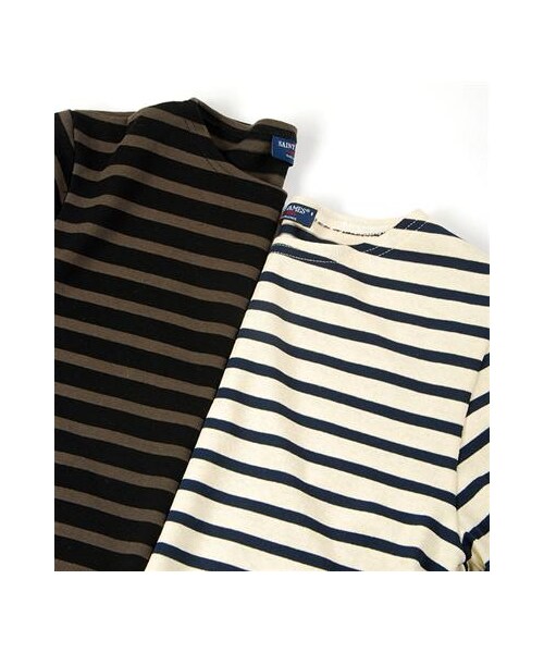 SAINT JAMES（セントジェームス）の「Meridien厚織純棉條紋衫（その他・メンズ・白藍/灰黑・S/M/L）」の2枚目の写真