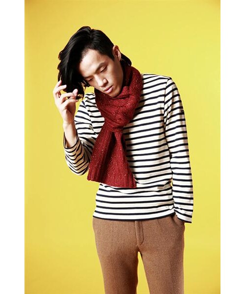 SAINT JAMES（セントジェームス）の「Meridien厚織純棉條紋衫（その他・メンズ・白藍/灰黑・S/M/L）」の9枚目の写真