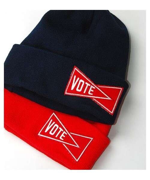 VOTE MAKE NEW CLOTHES（ボートメイクニュークローズ）の「VOTE FLAG WATCH CAP（その他・メンズ・紅/深藍・UN）」の2枚目の写真