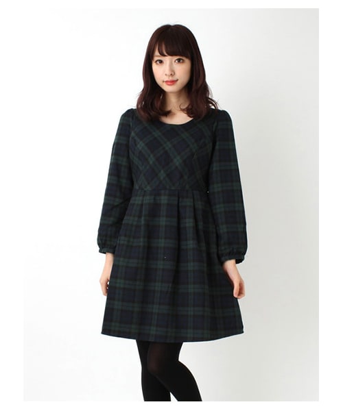 E hyphen world gallery ネルチェックシャツチュニック 黒 E hyphen world gallery（イーハイフンワールドギャラリー）の