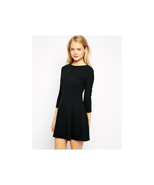 PULL&BEAR（プルアンドベア）の「Pull&Bear Texture Skater Dress Black（ワンピース）」 WEAR